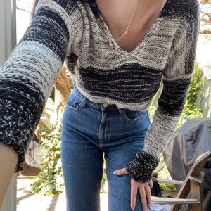 V-neck knit sweater
